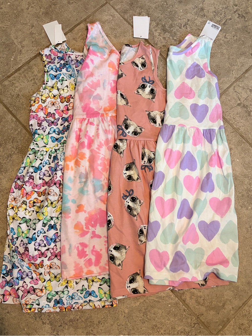 H&M Girls' Pastel Multi-Print Sleeveless Dress bundle